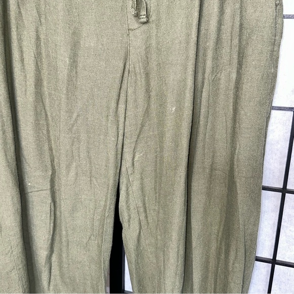 Old Navy Olive Green high waist slouchy linen blend pant 1 XL - Picture 3 of 10